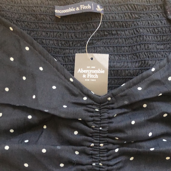 Abercrombie & Fitch Cap Sleeve Polka Dot Crop Top Elastic Back - New With Tag - Picture 4 of 6
